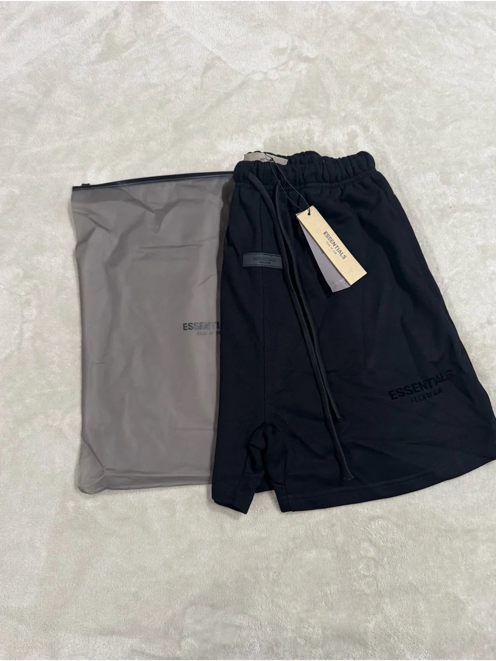 Essentials Light Gray Logo Athletic Shorts